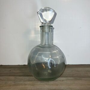 VTG Mid Century Modern Smoky Blue Glass Decanter With Stopper Stamped Shomeeld